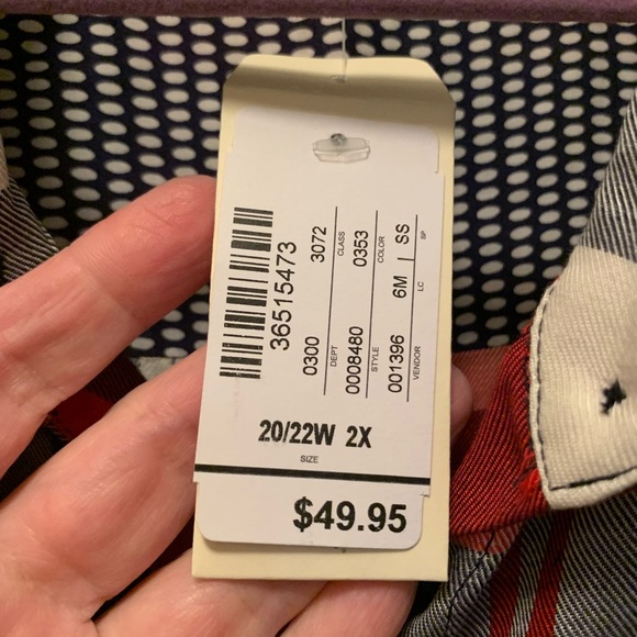 NWT CJ Banks plaid button-down shirt - 2x - Picture 3 of 11